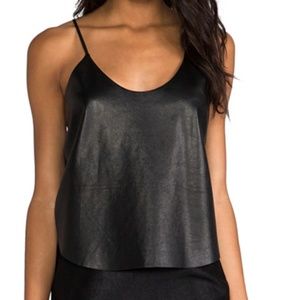 Mason Tops - Mason Black Crop Leather Tank Mason Tops - Mason Black Crop Leather Tank